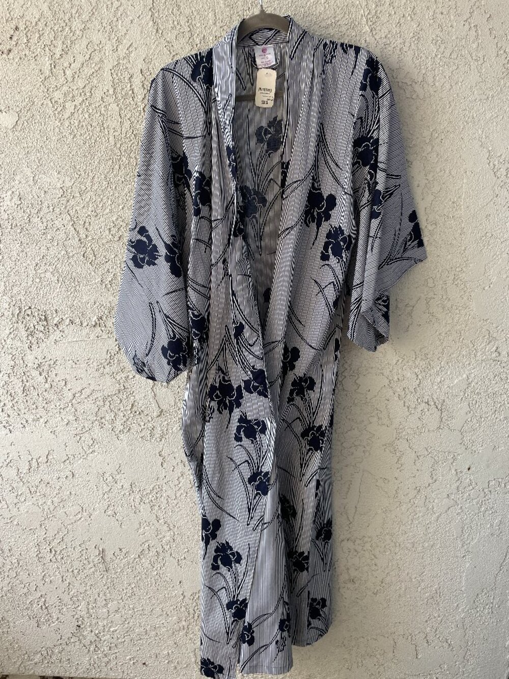 Shoji Co. Japanese Yukata Kimono Robe S Blue White Floral Cotton NWT